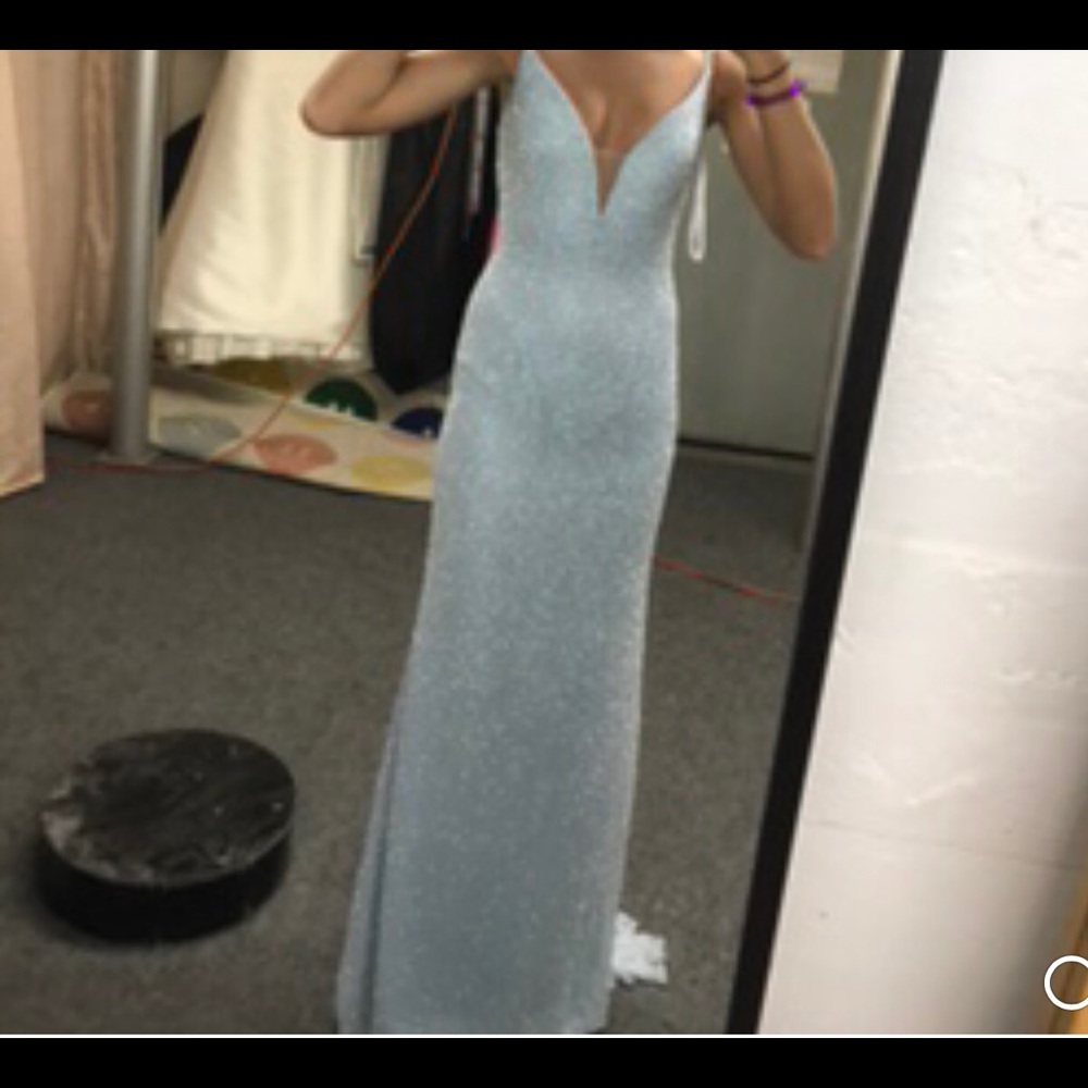 Sheri Hill Blue Seuqin Prom Dress